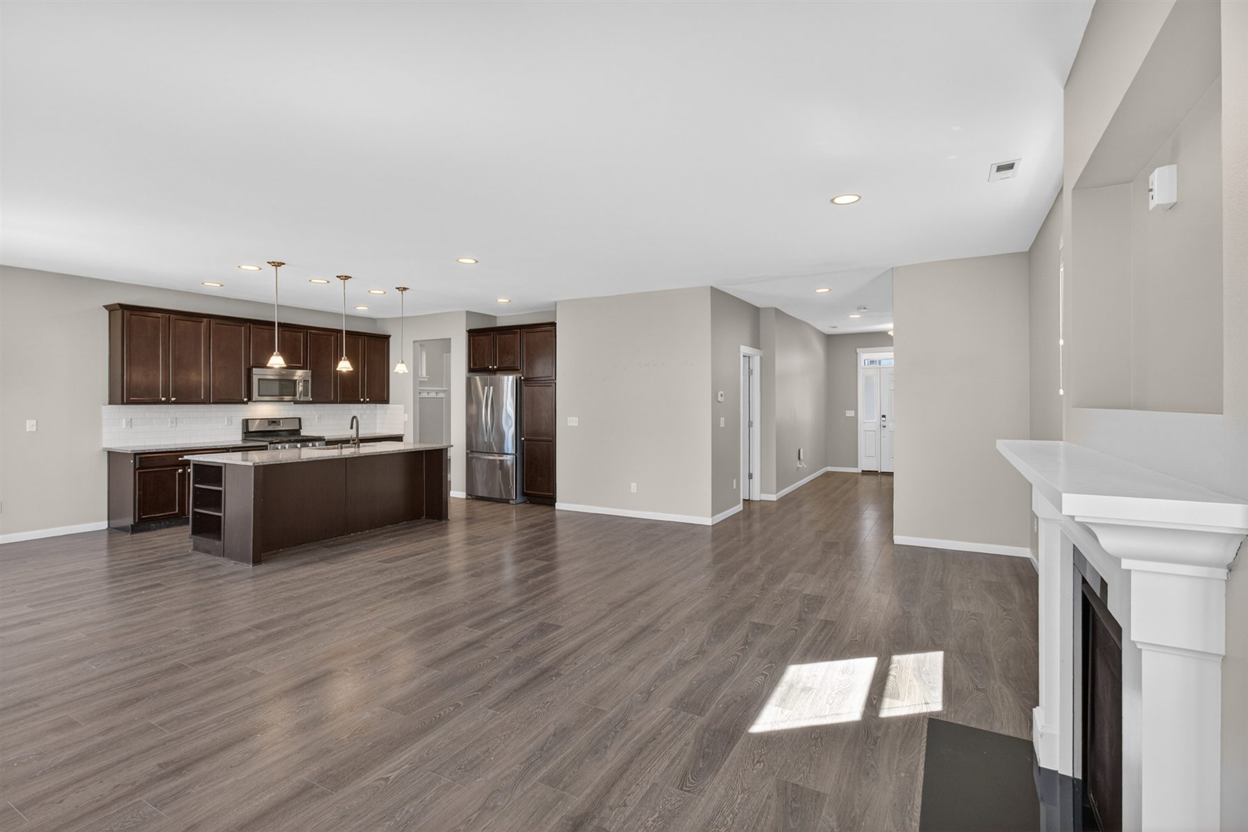 Family room photographed for a real estate listing
