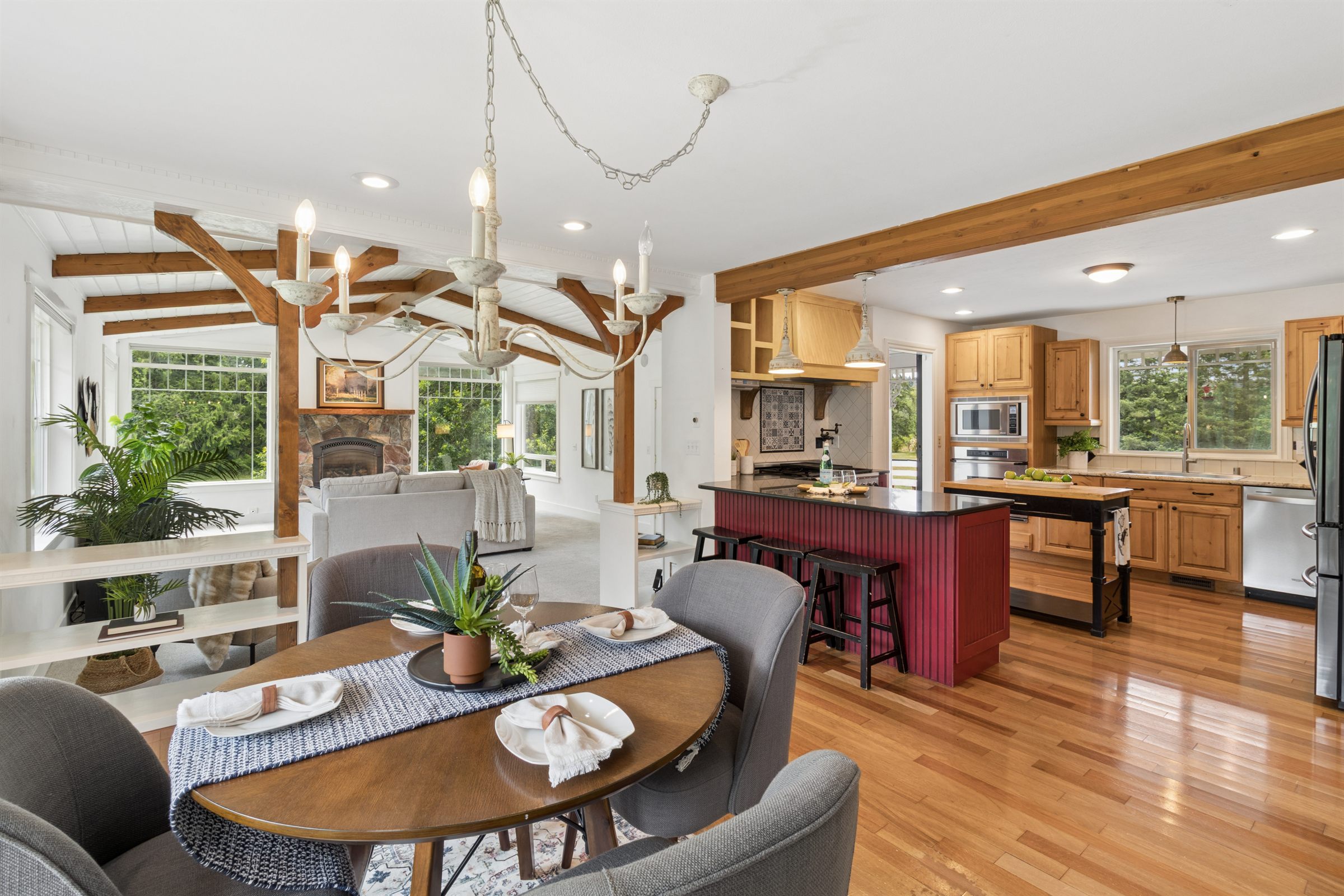 Open kitchen and dining room photographed by Memento Imagery